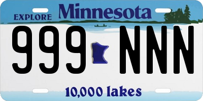 MN license plate 999NNN