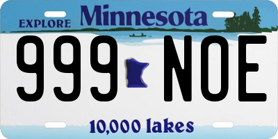 MN license plate 999NOE