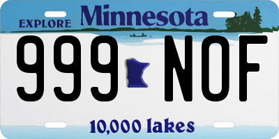 MN license plate 999NOF