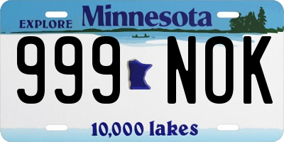 MN license plate 999NOK