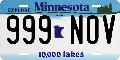 MN license plate 999NOV