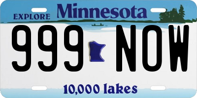 MN license plate 999NOW