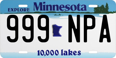MN license plate 999NPA
