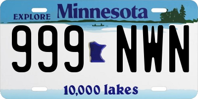 MN license plate 999NWN