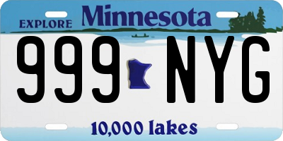 MN license plate 999NYG