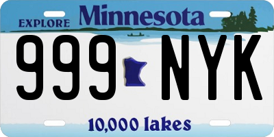 MN license plate 999NYK