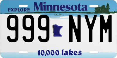 MN license plate 999NYM