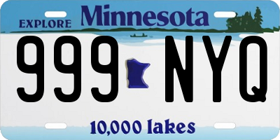 MN license plate 999NYQ