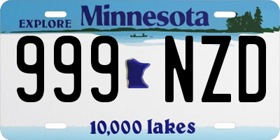 MN license plate 999NZD
