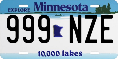 MN license plate 999NZE