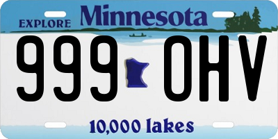 MN license plate 999OHV
