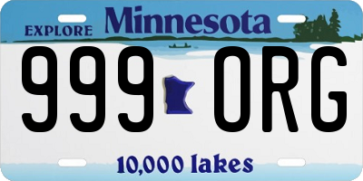 MN license plate 999ORG