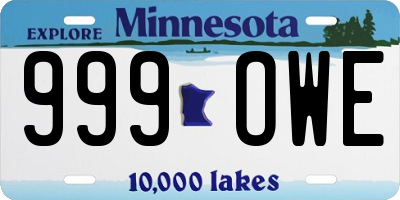 MN license plate 999OWE