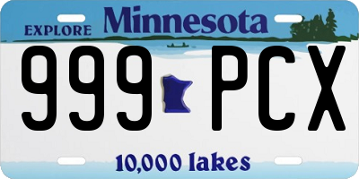 MN license plate 999PCX
