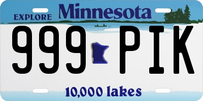 MN license plate 999PIK