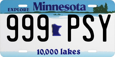 MN license plate 999PSY