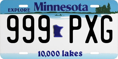 MN license plate 999PXG