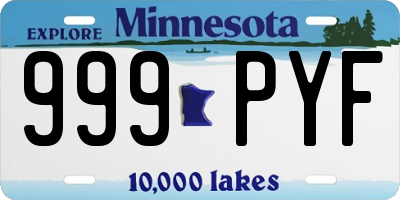 MN license plate 999PYF