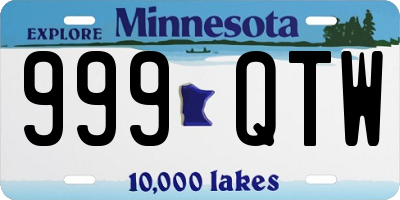 MN license plate 999QTW