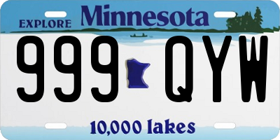 MN license plate 999QYW