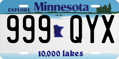 MN license plate 999QYX