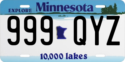 MN license plate 999QYZ