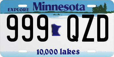 MN license plate 999QZD