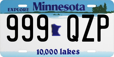 MN license plate 999QZP