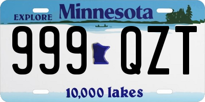 MN license plate 999QZT