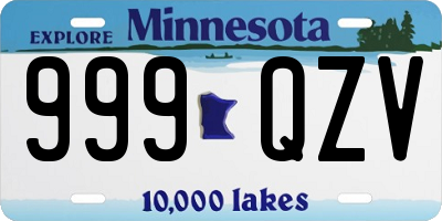 MN license plate 999QZV