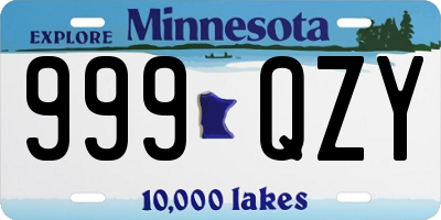MN license plate 999QZY