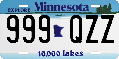 MN license plate 999QZZ