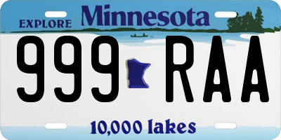 MN license plate 999RAA