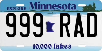 MN license plate 999RAD