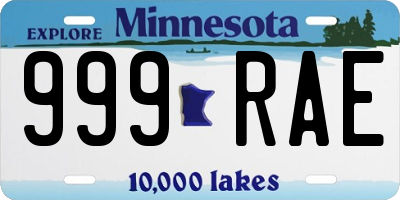 MN license plate 999RAE
