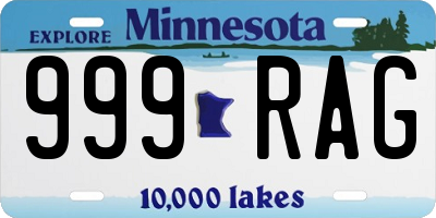 MN license plate 999RAG