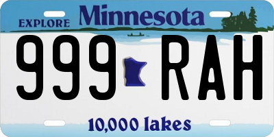 MN license plate 999RAH