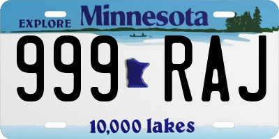 MN license plate 999RAJ