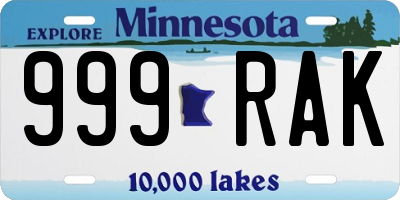 MN license plate 999RAK