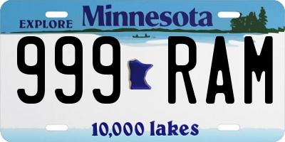 MN license plate 999RAM