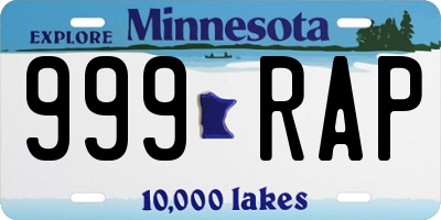 MN license plate 999RAP
