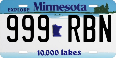 MN license plate 999RBN
