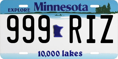 MN license plate 999RIZ