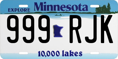 MN license plate 999RJK