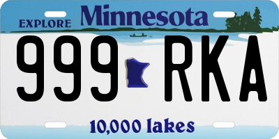 MN license plate 999RKA