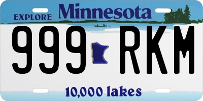 MN license plate 999RKM
