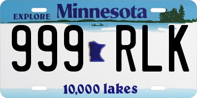 MN license plate 999RLK