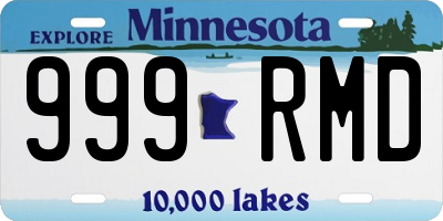 MN license plate 999RMD