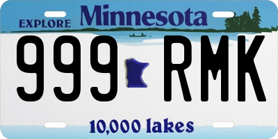 MN license plate 999RMK