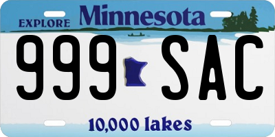 MN license plate 999SAC